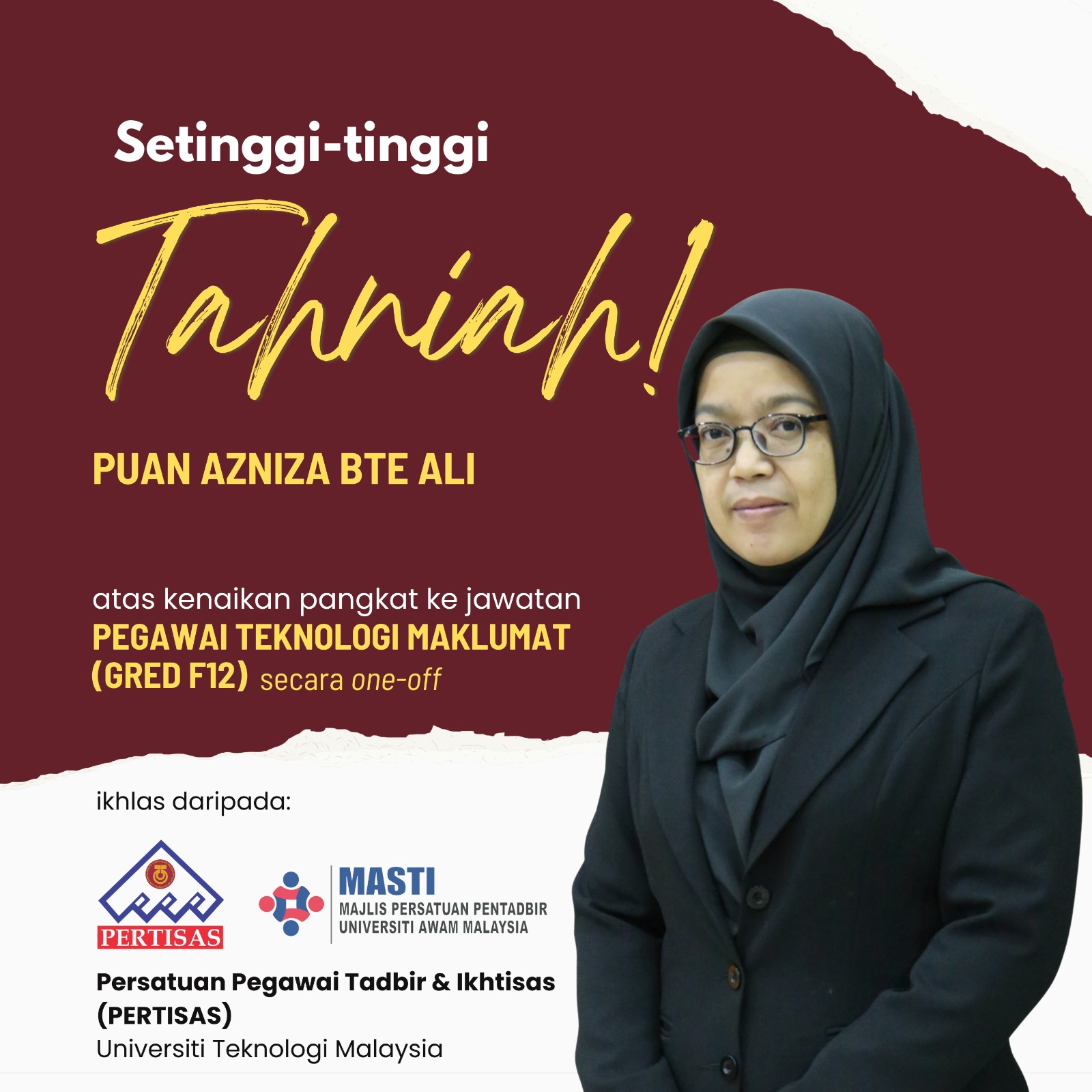 Tahniah Pn Azniza Ali